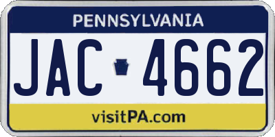 PA license plate JAC4662