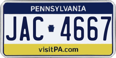 PA license plate JAC4667