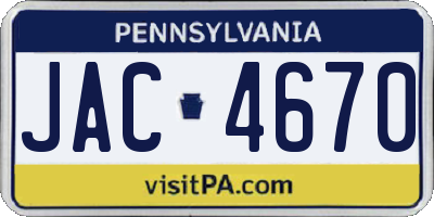 PA license plate JAC4670