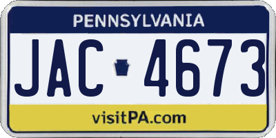 PA license plate JAC4673