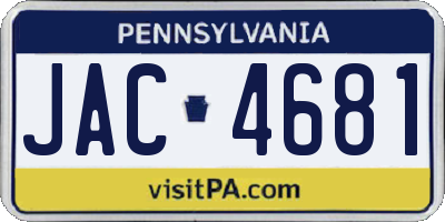 PA license plate JAC4681
