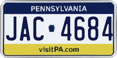 PA license plate JAC4684