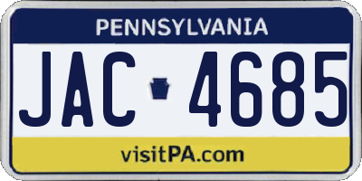 PA license plate JAC4685