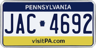 PA license plate JAC4692