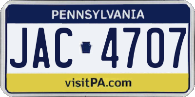 PA license plate JAC4707