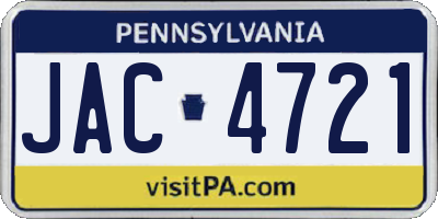 PA license plate JAC4721