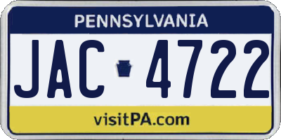 PA license plate JAC4722