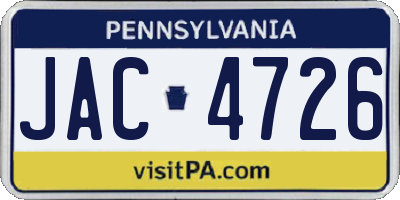 PA license plate JAC4726