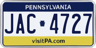 PA license plate JAC4727