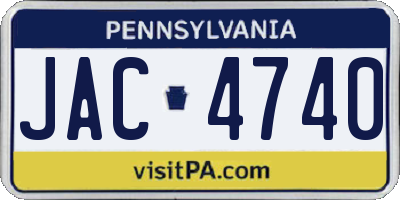 PA license plate JAC4740