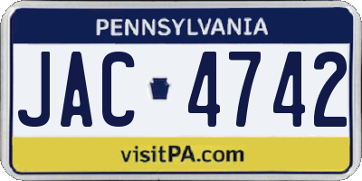 PA license plate JAC4742