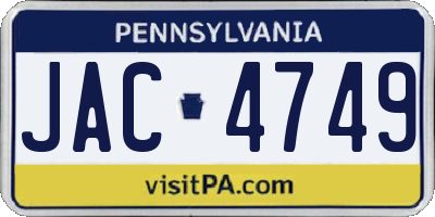 PA license plate JAC4749