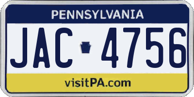 PA license plate JAC4756