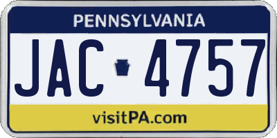 PA license plate JAC4757