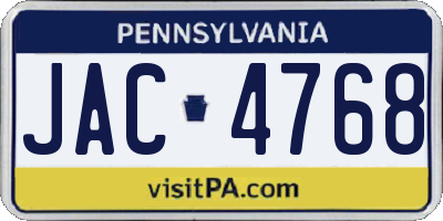 PA license plate JAC4768