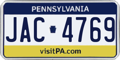 PA license plate JAC4769