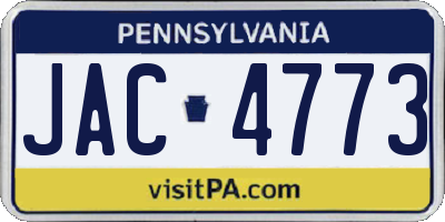 PA license plate JAC4773