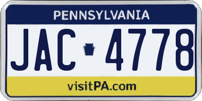 PA license plate JAC4778