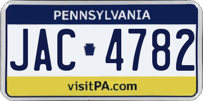 PA license plate JAC4782