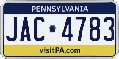 PA license plate JAC4783