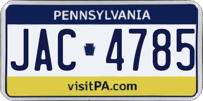 PA license plate JAC4785