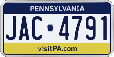 PA license plate JAC4791