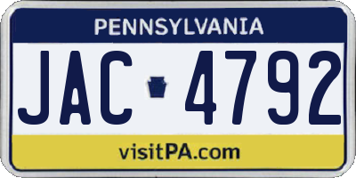 PA license plate JAC4792