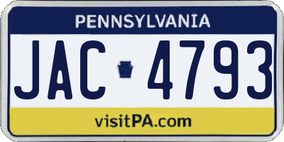 PA license plate JAC4793