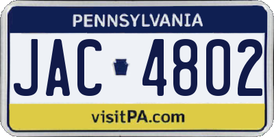 PA license plate JAC4802