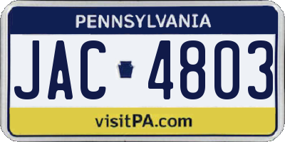 PA license plate JAC4803