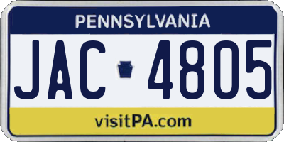 PA license plate JAC4805