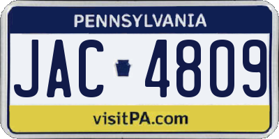 PA license plate JAC4809