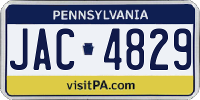 PA license plate JAC4829