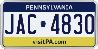 PA license plate JAC4830