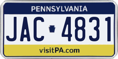 PA license plate JAC4831