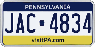 PA license plate JAC4834