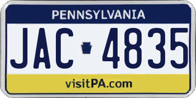 PA license plate JAC4835