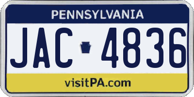 PA license plate JAC4836