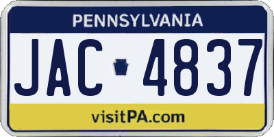 PA license plate JAC4837