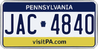 PA license plate JAC4840