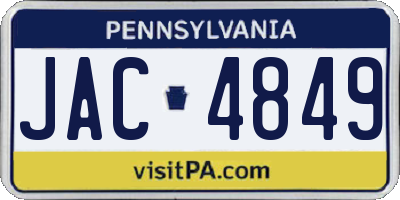 PA license plate JAC4849