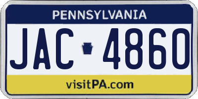 PA license plate JAC4860