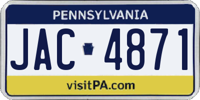 PA license plate JAC4871