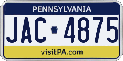 PA license plate JAC4875