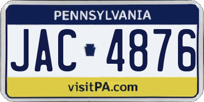 PA license plate JAC4876