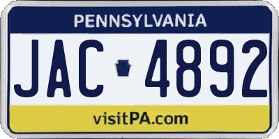 PA license plate JAC4892