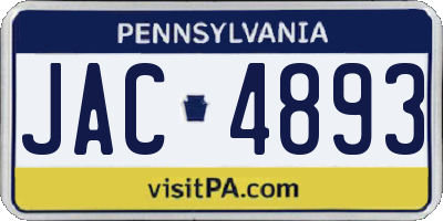 PA license plate JAC4893