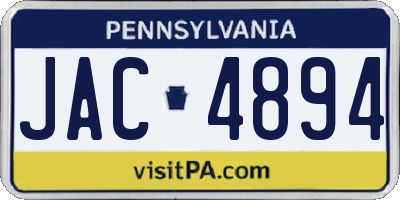 PA license plate JAC4894