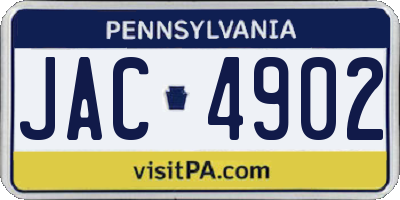 PA license plate JAC4902