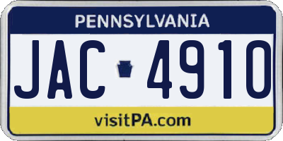 PA license plate JAC4910